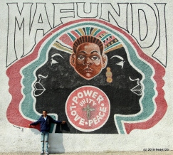 Terrell at the famous Mafundi Institute mural on 103rd St. & Wilmington